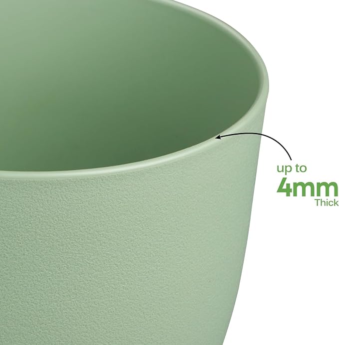 Plant Pots 8 Inch Set of 4, Flower Pots with Multi Mesh Drainage Holes, Planters for Indoor Outdoor Garden Plants and Flowers（Green）