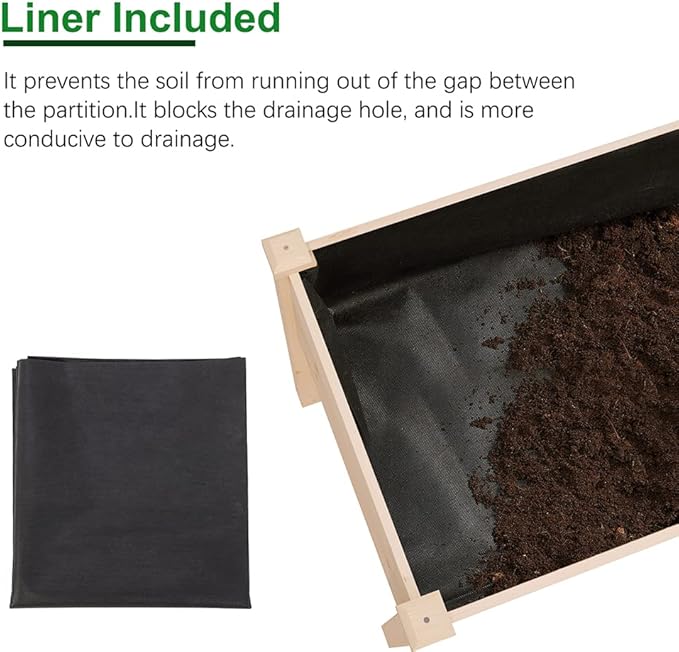 Raised Garden Bed with Storage Shelf 48.5x24.4x30 Inch, Elevated Wood Planter Box with Legs for Vegetable Flower Herb Outdoors Backyard, Patio, Balcony with Liner