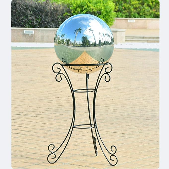 6-15 inch Gazing Globe Mirror Ball,Polished Reflective Smooth Garden Ball Sphere,Colorful and Shiny Addition to Any Garden or Home Decoration,Silver Stainless Steel