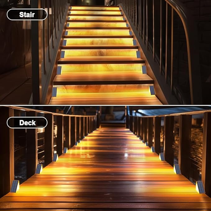 Solar Step Lights for Outside, Waterproof IP67, Outdoor 12 Pack, Solar LED Step Lights for Stair, Deck, Patio, Garden