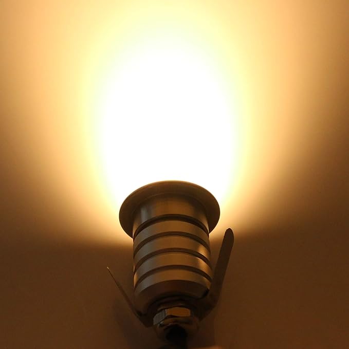 YASHIDA Mini Low Voltage 12-24V DC LED Step Lights,3 Watt Recessed Outdoor LED Landscape Deck Lights for Stair, Pathway, Garden, Warm White 2700K, IP67 Waterproof Stainless Steel Aluminum