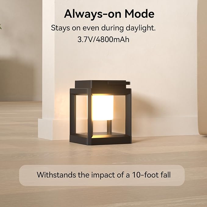 XZAI Solar Lantern Outdoor LED Table Lamp – Rechargeable, Waterproof, Portable, Touch Control for Patio, Camping, Power Outages – Decorative Hanging Solar Light for Outdoors