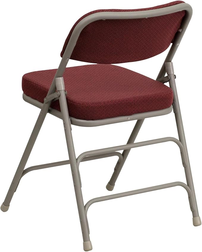 Flash Furniture 4 Pack HERCULES Series Premium Curved Triple Braced & Double Hinged Burgundy Fabric Metal Folding Chair