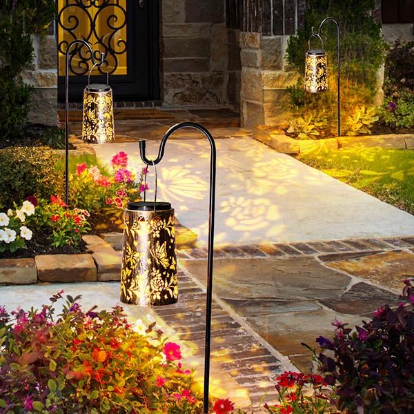 Solar Lanterns Outdoor Butterfly Garden Metal Hanging Light for Yard Patio Backyard Porch Pathway Decor Women Grandma Gifts
