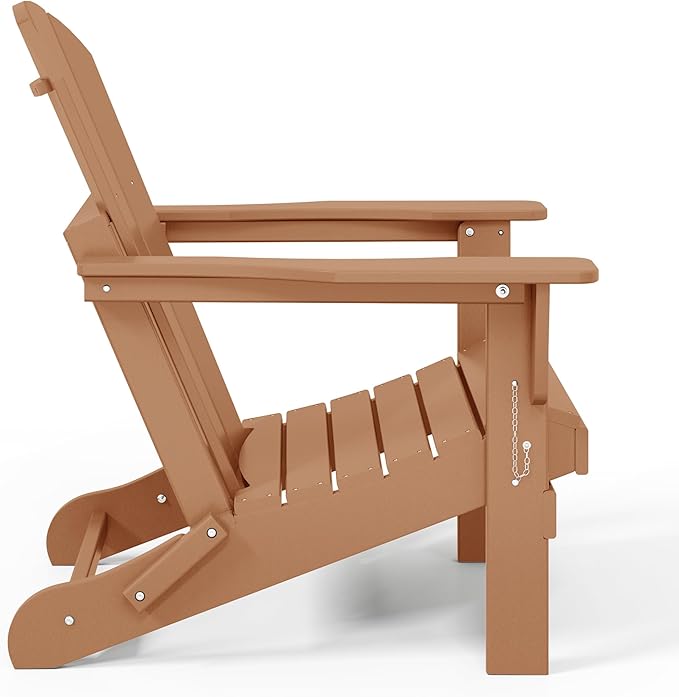 Westin Outdoors Laguna WO Home Outdoor Adirondack Folding Chair Lounger Seat Traditional Retro Home Furniture for Beach, Balcony, Backyard, Lawn, Patio, Pool, Deck, Garden (Teak)