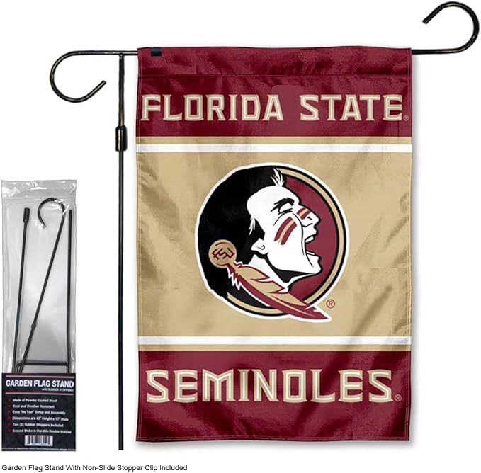 Florida State Seminoles Garden Banner Flag with Flag Pole Stand Set
