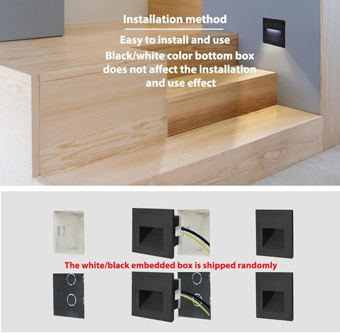 4Pack 3W LED Recessed Wall Light,120V Step Lights Warm White 3000K, IP65 Waterproof Stair Light Staircase Light lamp, Inside Outside Garden Balcony Corridor, Aluminum,Black