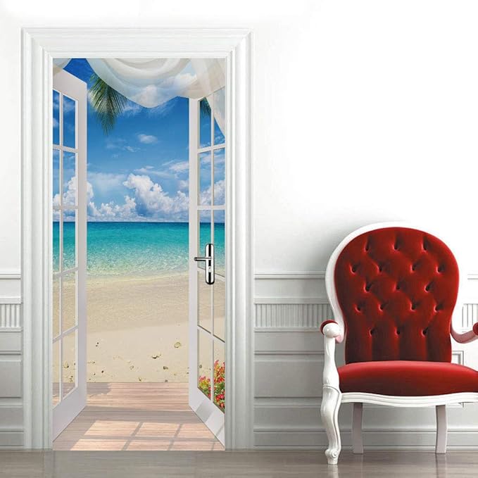 3D Door Stickers Murals - Landscape - Peel and Stick - Waterproof & Washable - Matt Finish - 37.4" x 82.7"