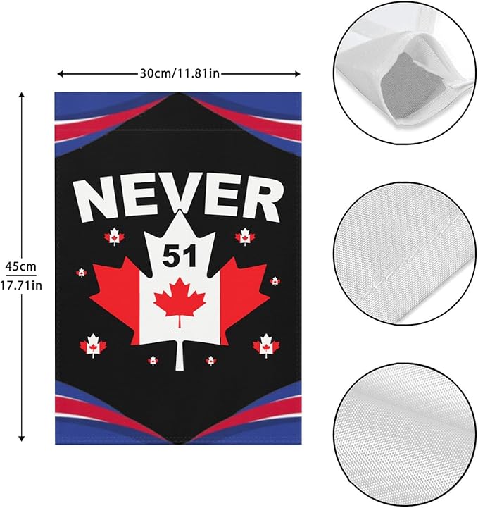 Never 51st State Canada Flag Garden Flags 12x18 Double Sided Funny House Flag for Holiday Outdoor Decorations