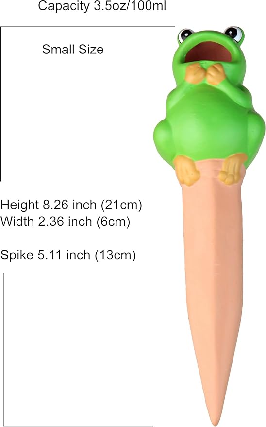Terracotta Plant Self Watering Spikes - Set of 3 Terracotta Self Watering Bulbs, Self Watering Stakes, Self Watering Globes for Pot Plants (Frogs Painted, Small)