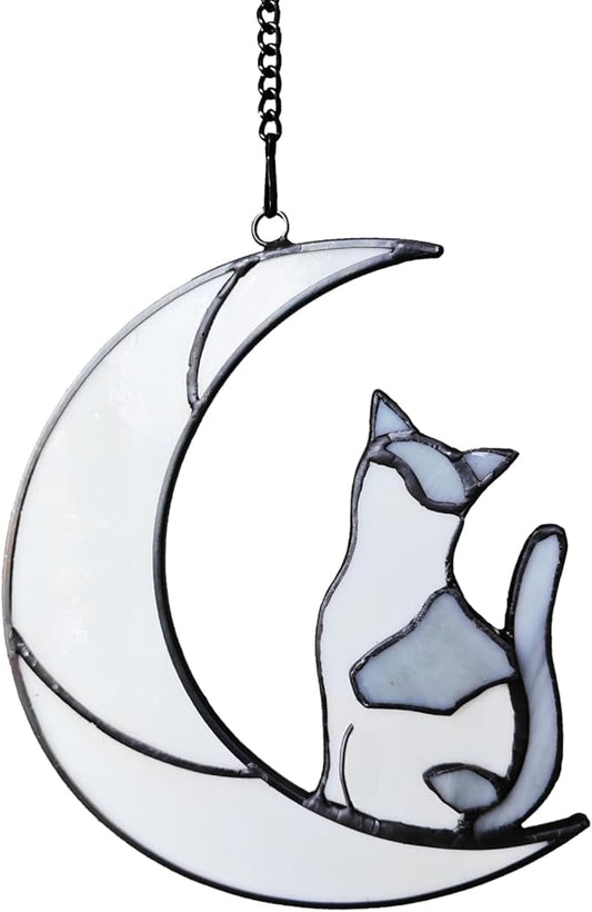Gray and White Cat Memorial Gifts Loss of Cat British Shorthair Stained Glass Cat Suncatcher Cat Died Sympathy Gifts for Cat Lovers Cat Loss Sympathy Gift