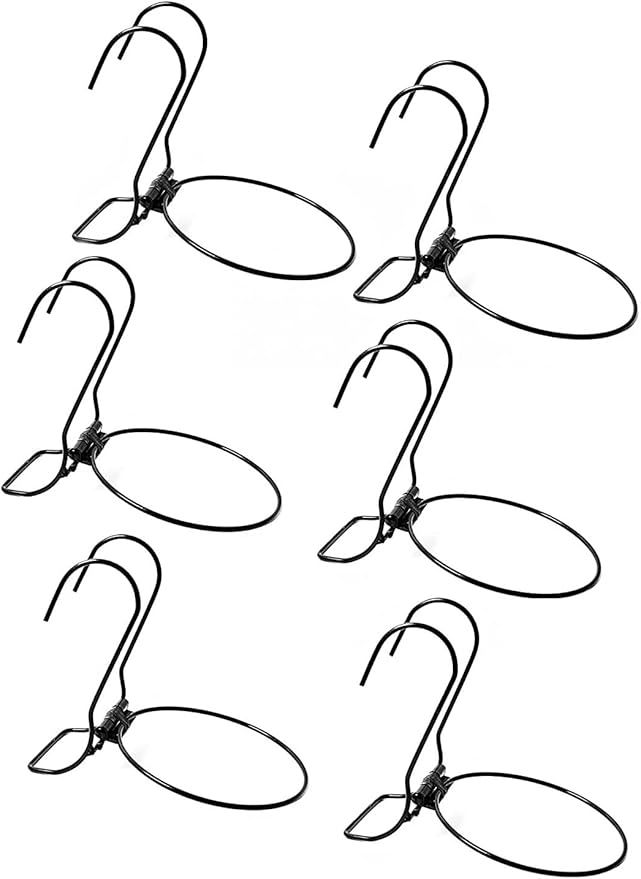 6 Pieces, 4 inches Iron hanging Flower Pot. Metal Plant Wall Hanger, Vertical Yard Garden. Planter Hook Ring, Rail Metal Fence. Indoor and Outdoor. Wire Trellis. Collapsible Bracket. (4 inches)