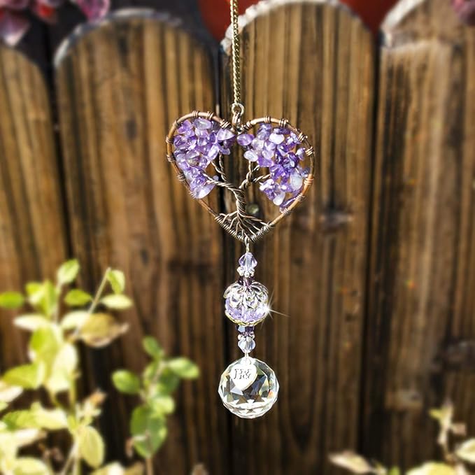 H&D HYALINE & DORA Sun Catcher Crystal Tree of Life Rainbow Maker Drops Hang for Window, Home Decor, Car Charms