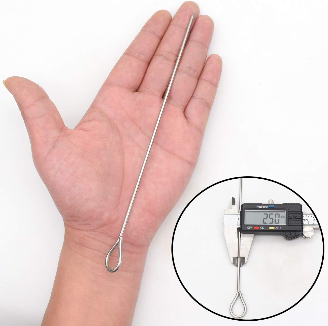 50pcs 8Inch Stainless Steel Skewers,Roast Goose Needle Barbecue,BBQ Skewer Sticks,Packed in a plastic Box for BBQ Grilling Kebob Meat Chicken Vegetable Appetiser