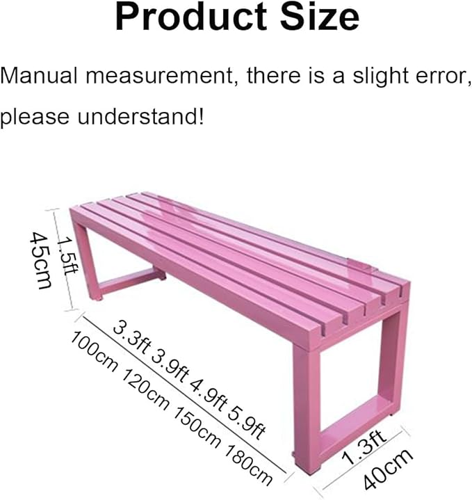 Weatherproof Metal Dining Bench, Outdoor Bench Backless Patio Bench 2-Person Farmhouse Bench Garden Bench for Kitchen, Living Room, Entryway(Yellow,59in)