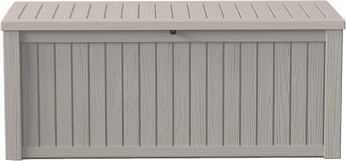 150Gal Outdoor Deck Box Waterproof, Lager Patio Storage Box Indoor and Outdoor Use, Lockable Resin Storage Bin for Patio Furniture Cushions Garden Tools, Package Delivery,UV Resistant-Grey