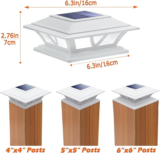 SIEDiNLAR Solar Post Lights Outdoor 2 Modes LED Fence Deck Cap Light for 4x4 5x5 6x6 Posts Garden Patio Decoration Warm White/Cool White Lighting White (10 Pack)