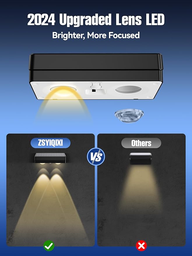 Solar Fence Lights 12 Pack, RGB Fence Solar Lights Outdoor Waterproof Led, 12 Modes Color Changing Outside Lightings Decor for Wall Railing Patio Deck Backyard Garden Pool