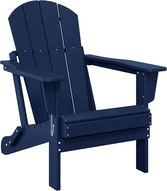 Westin Outdoors Laguna WO Home Outdoor Adirondack Folding Chair Lounger Seat Traditional Retro Home Furniture for Beach, Balcony, Backyard, Lawn, Patio, Pool, Deck, Garden (Navy Blue)
