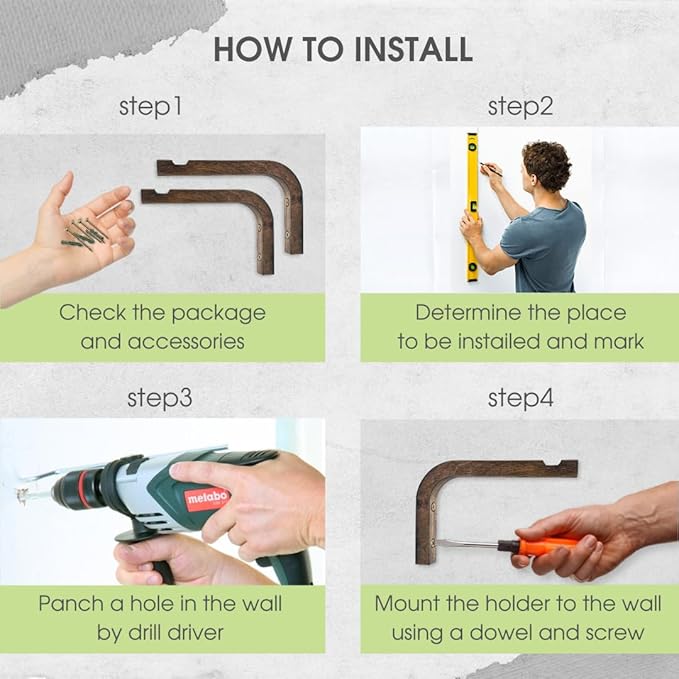 2-Piece Set of Plant Hooks for Wall 6 Inch - Mounted Wooden Plant Hook - Indoor and Outdoor Bracket Plant Hanger for Planters, Lanterns, Bird Feeders, Patio Decorations (Walnut)