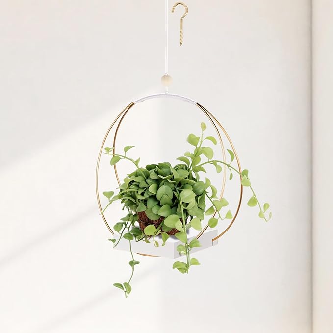 Hanging Planter for Indoor Plants - Outdoor Plant Hanger, Mid Century Boho Macrame Metal Plant Hanger, Plant Hanger Indoor Conner Ceiling, Gift for Mom, Plant Lovers, Housewarming