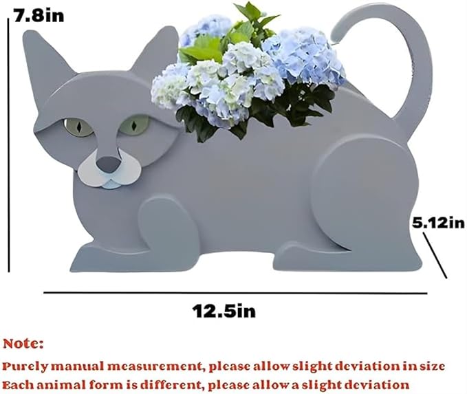 British Short Cat Planter Plant Pots,Cute Garden Cat Flower Planter,Cat Planters Birthday Gifts for Women,Office,Indoor/Outdoor Decor（12.5 * 5.12 * 7.8in）