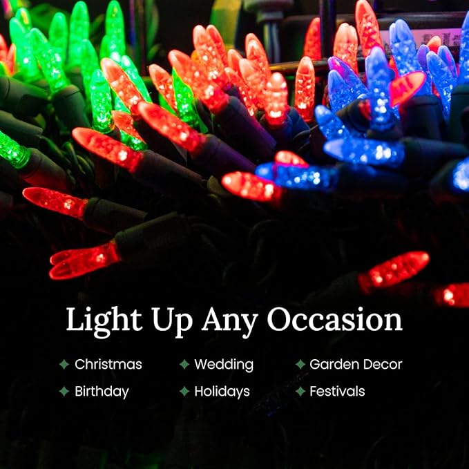 Pro Christmas M5 LED Holiday Lights - 70 Bulbs, 23.3ft - Professional Grade Indoor Outdoor Diamond Cut Sparkle Light Strings for Home Decorations and Christmas Trees - Blue