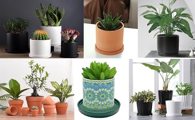 Plant Saucer Pot Tray Planter Saucers 4 5 6 7 8 9 10 11 12 Inch Black 4 Pack for Indoors Outdoor, Durable Sturdy Ceramic Flower Drainage Tray for Glazed Pots Base (4.7 Inch-Black)