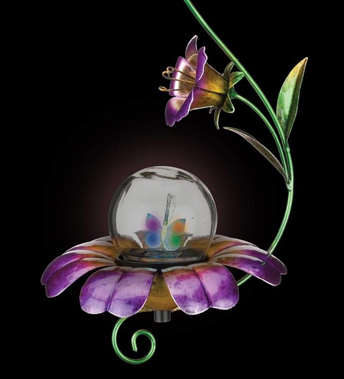 Regal Art & Gift Twinkle Hanging Chime Solar Lanterns - Micro Pulsing LED Lights, Waterproof Outdoor Yard Decorations, Metal & Plastic, Décor for Lawn, Garden, Patios, Hanging Path Light, Butterfly