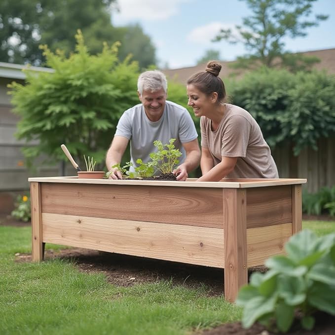 Handmade Custom Heavy Duty Rectangular Raised Cedar Wood Garden Planter Box – 46", 36", 24" – Indoor/Outdoor Farmhouse Style for Flowers & Vegetables – Made in USA (36" L x 15.5" W x 16.5" H)