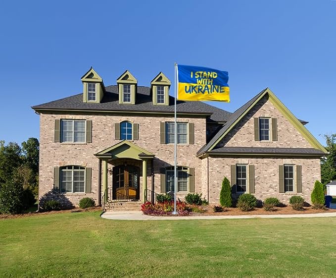 I Stand with Ukraine Flag 5x8FT Ukrainian National Polyester Banner With 2 Grommets Fade Resistant Vivid Color For Patriotic Festival Events Party Decoration