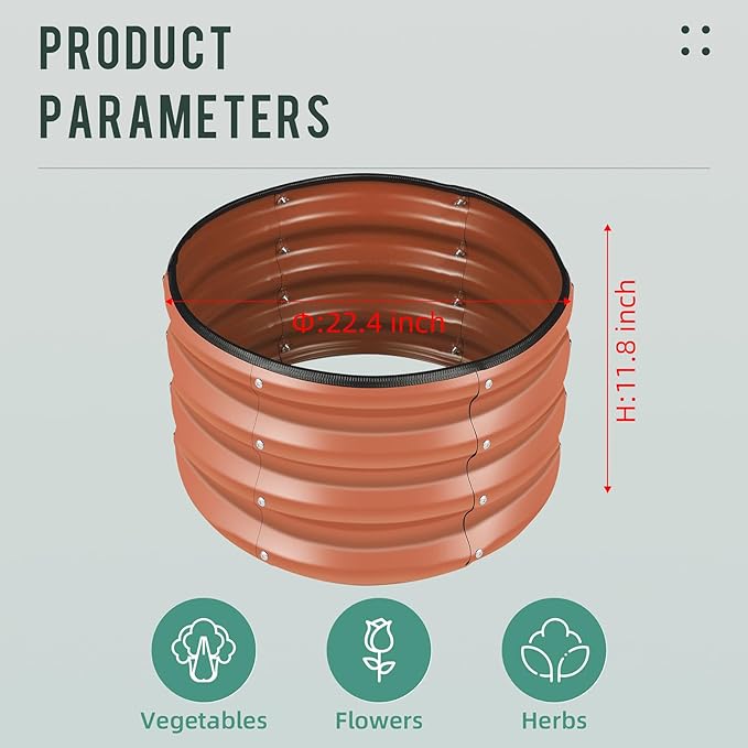 ZXZYHFTY Round Galvanized Raised Garden Bed kit,Pink Outdoor Garden Raised Planter Box, Round Large Metal Raised Garden Beds for Vegetable 2 * 2 * 1ft 1 Pack