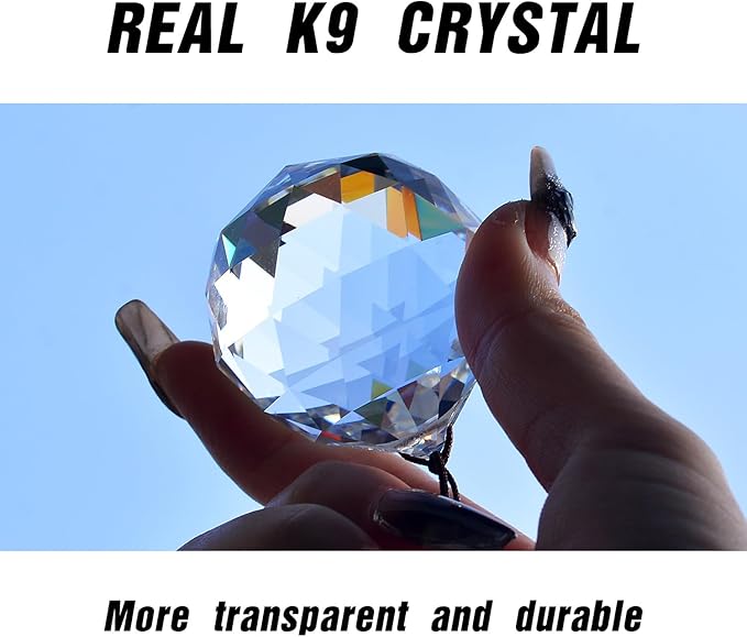 2PCS 4cm Clear Ball Crystal Sun Catcher Prisms, STINO Hanging Suncatchers with Glass Prism, Rainbow Maker for Windows, Home, Room, Garden Decor (1, Ball Clear 2Pcs)
