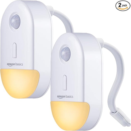 Amazon Basics Color Changing LED Toilet Bowl Motion Sensor Light, Battery Operated, 2 Pack, White