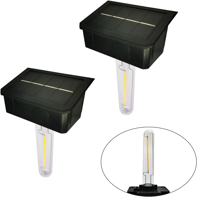 GOODFOEVER 2 Pack Solar Lights - Outdoor Fence and Wall Light Inserts, Waterproof