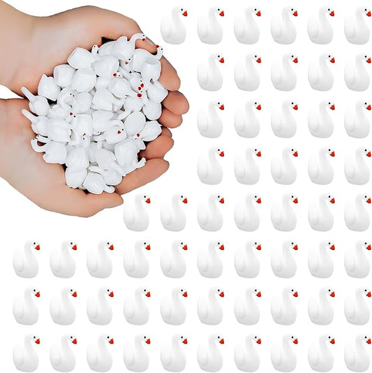 80Pcs Mini Gooses Resin Tiny Gooses Miniature Decoration Figurines Ducks Dollhouse Garden Decor Plastic Mini Animals Micro Landscape Ornament Cake DIY Craft