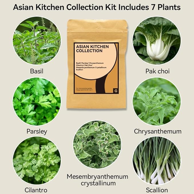 inbloom Asian Herb Seed Pod Kit for AeroGarden, iDoo, Ahopegarden, 7 Pods with 350+ Seeds (Basil, Parsley, Cilantro, Chrysanthemum, Pak Choi, Crystalline Ice Plant, Onion) Hydroponics Growing System