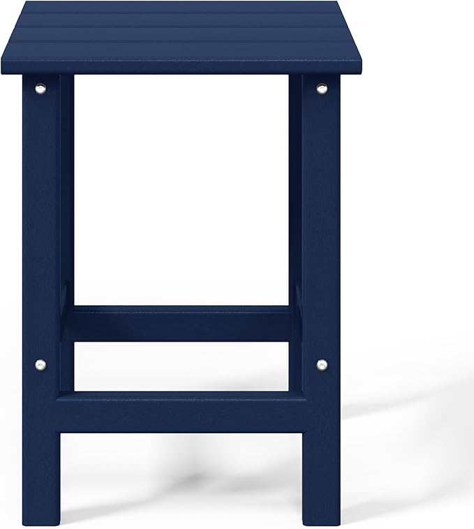 WO Home Furniture Adirondack Chairs Table Set of 3 PCS Outdoor Folding Chairs Side End Table Weather/UV Resistant for Lawn, Garden, Bon Fire, Balcony (Navy Blue)