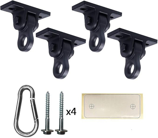 Heavy Duty Black Swing Hangers Screws Bolts Included Over 5000 lb Capacity Playground Porch Yoga Seat Trapeze Wooden Sets Indoor Outdoor (4 Pack)