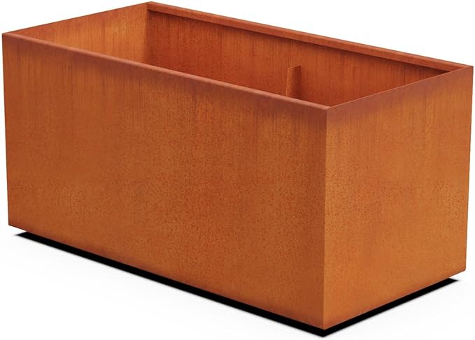 Corten Steel Planter Rectangle Outdoor Metal Garden Box Heavy Duty | Made in USA | Fully Assembled