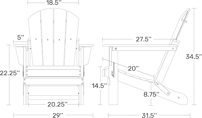 Westin Outdoors Laguna WO Home Furniture Adirondack Chair 2 PCS Set Outdoor Folding Patio Chair for Bon Fire Pit Garden Lawn Backyard Lounging Relaxing (Red)
