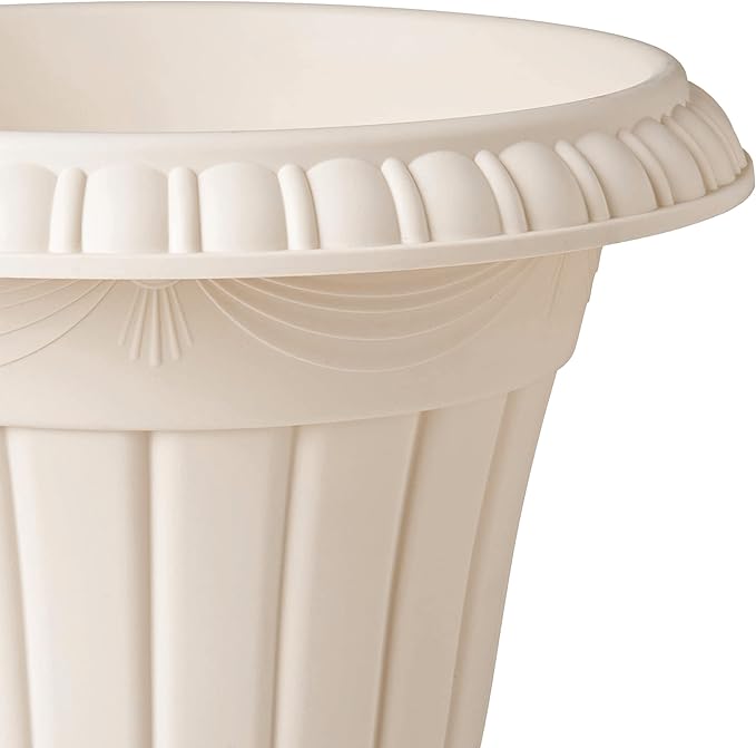 PL00BG Classic Traditional Plastic Urn Planter Indoor/Outdoor, 16" x 18", Beige