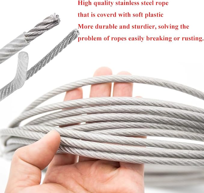 Retractable Plant Hanger, Plant Hook Pulley with Stainless Steel Rope Reaching to a Length of 63 Inches and Carrying 44 Pounds, Easy for Hanging, Plant Watering or Bird Feeding