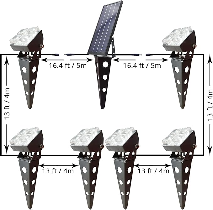 Solar Spot Lights Outdoor Waterproof IP65 Landscape Spotlights with Metal Stake Total 84ft Cable 6-in-1 Warm White Auto On/Off Dusk to Dawn Uplights for Trees Garden Yard Landscape Downlight