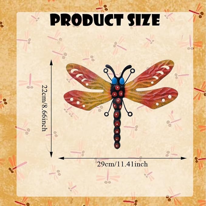 3 Pcs Metal Dragonfly Wall Decor, Colorful Metal Dragonfly Panel, Elegant Butterfly Wall Art - Home Office Garden Decor