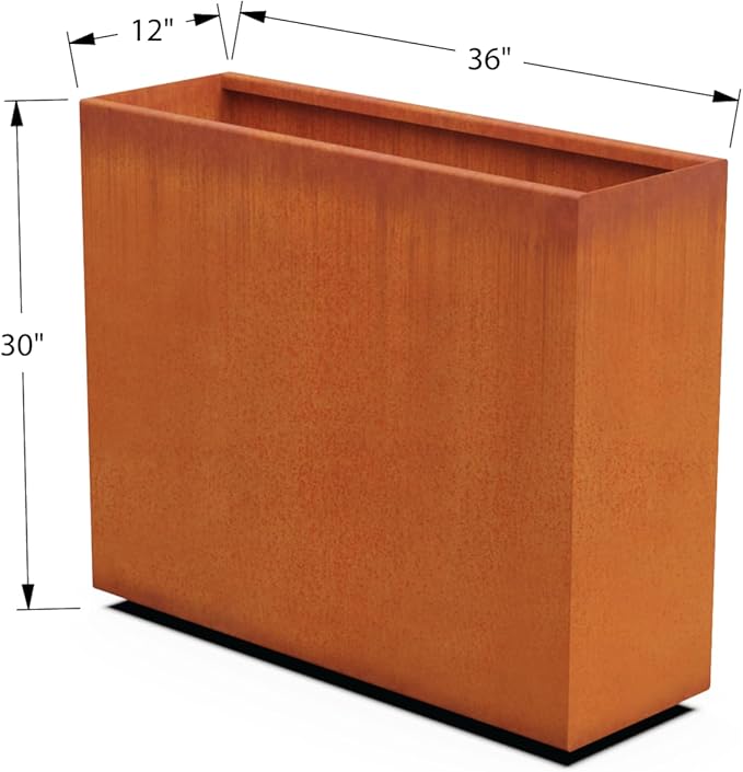 Corten Steel Planter Rectangle Outdoor Metal Garden Box Heavy Duty | Made in USA | Fully Assembled