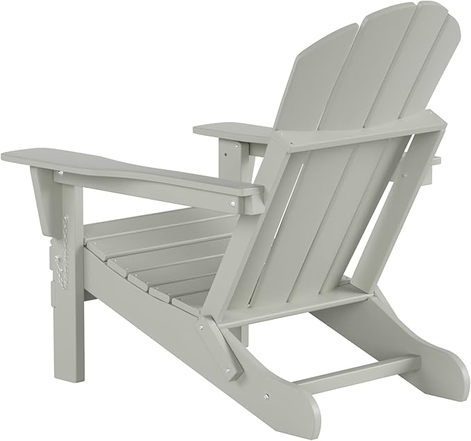 WO Home Furniture Adirondack Chairs Table Set of 3 PCS Outdoor Folding Chairs Coffee Table Weather/UV Resistant for Lawn, Garden, Bon Fire, Balcony (Sand)