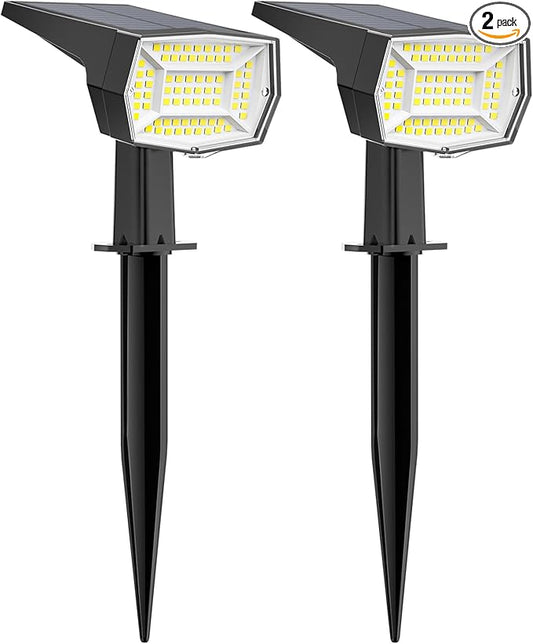 Fabrito 72 LEDs Solar Spot Lights Outdoor Waterproof, 3 Modes Landscape Spotlights, Dusk to Dawn Solar Powered Flood Wall Lights for Outside, Solar Garden Lights for Yard Porch 2 Pack (Warm White)