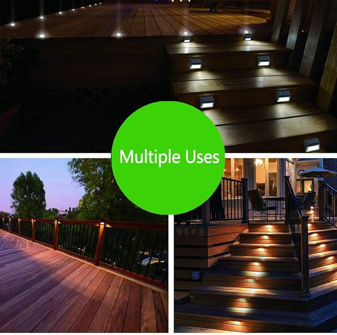 Solar Lights Outdoor, Waterproof Solar Powered Deck Step Lights for Patio Garden Backyard Garage Driveway Pathway Outside Wall Lighting (Warm White/8 Pack)