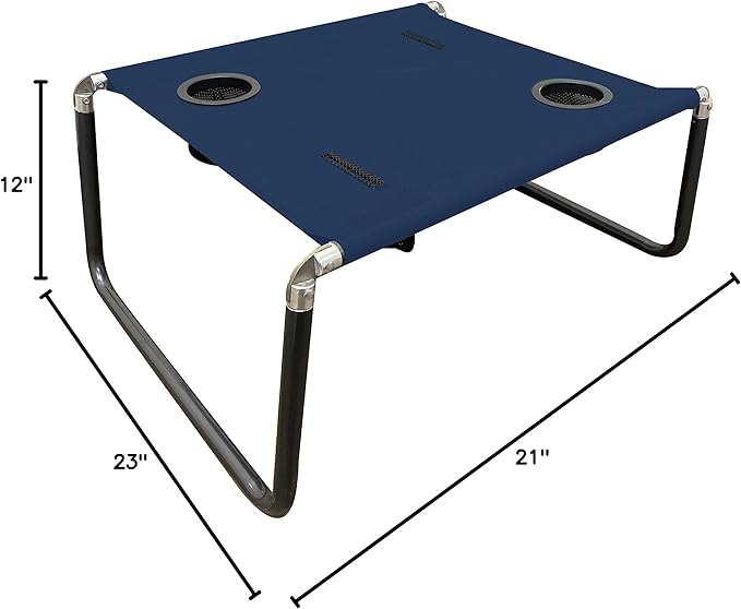 Neso Portable Beach Table with Cup Holders, Cell Phone Pockets, Lightweight for Picnics and Parks (Navy)